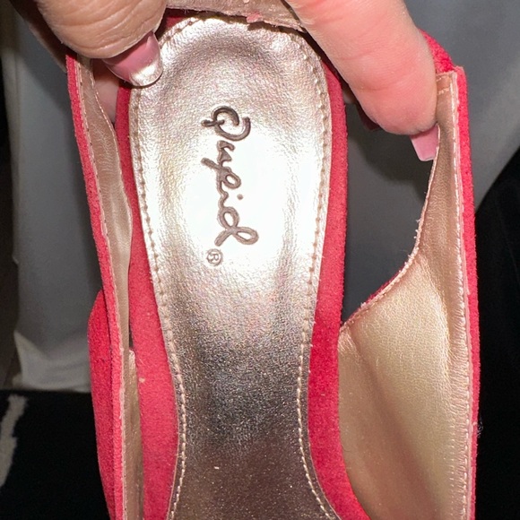 Red Suede Slingback Heels - Picture 7 of 7